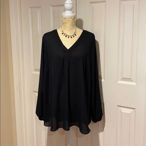 APT 9 Black Long Sleeve Blouse Sheer 2X Woman’s